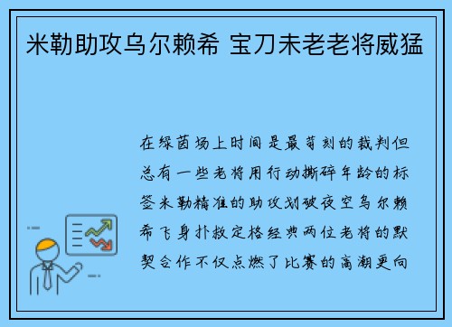 米勒助攻乌尔赖希 宝刀未老老将威猛